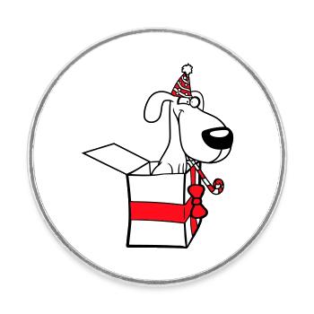 Chien Anniversaire Cadeau Fête Chapeau Célébrer Crapaud - Magnet rond - blanc - Devant