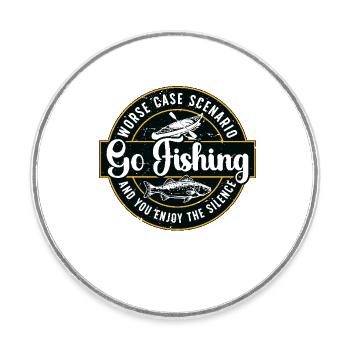 Kayak Fishing Worse Case Scenario Go Paddling - Round  fridge magnet - white - Front