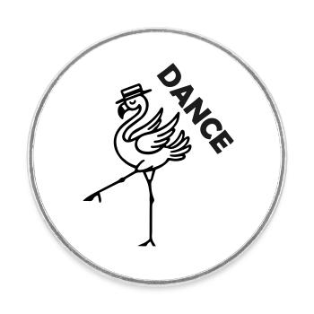 Fancy Flamingo with hat - Dance Design - Round  fridge magnet - white - Front