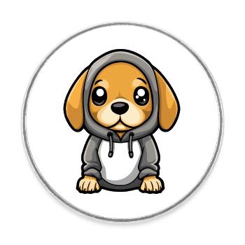 Beagle Hund Lustig - Runder Kühlschrankmagnet - Weiß - Vorne