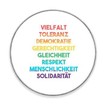 Demokratie, Vielfalt, Toleranz - LGBTQ - Wahl 2025 - Runder Kühlschrankmagnet - Weiß - Vorne