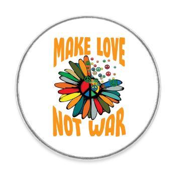 Faites l’amour pas la guerre Flower Power Hippie - Magnet rond - blanc - Devant