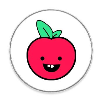 apfel smile - Runder Kühlschrankmagnet - Weiß - Vorne