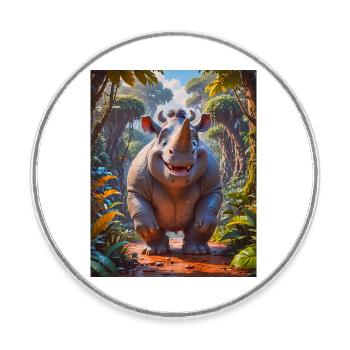 super cute african animals– Meerkat - Round  fridge magnet - white - Front