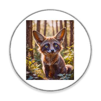 super cute african animals– Bat-eared Fox - Round  fridge magnet - white - Front
