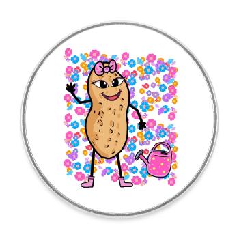 Printemps Été Cacahuète Fleurs Filles Enfants - Magnet rond - blanc - Devant