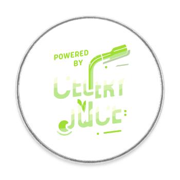 Powered by Selleriesaft - Runder Kühlschrankmagnet - Weiß - Vorne