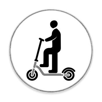 Elektro Scooter - Runder Kühlschrankmagnet - Weiß - Vorne