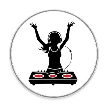 DJ Platines Festival Femme - Magnet rond - blanc - Devant