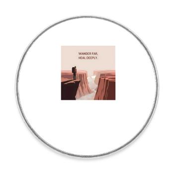 Wander Far, Heal Deeply – Hiking & Nature - Round  fridge magnet - white - Front