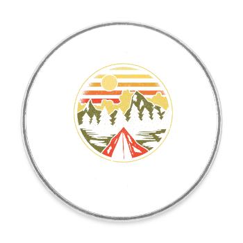 Camping Feu de camp Camper - Magnet rond - blanc - Devant