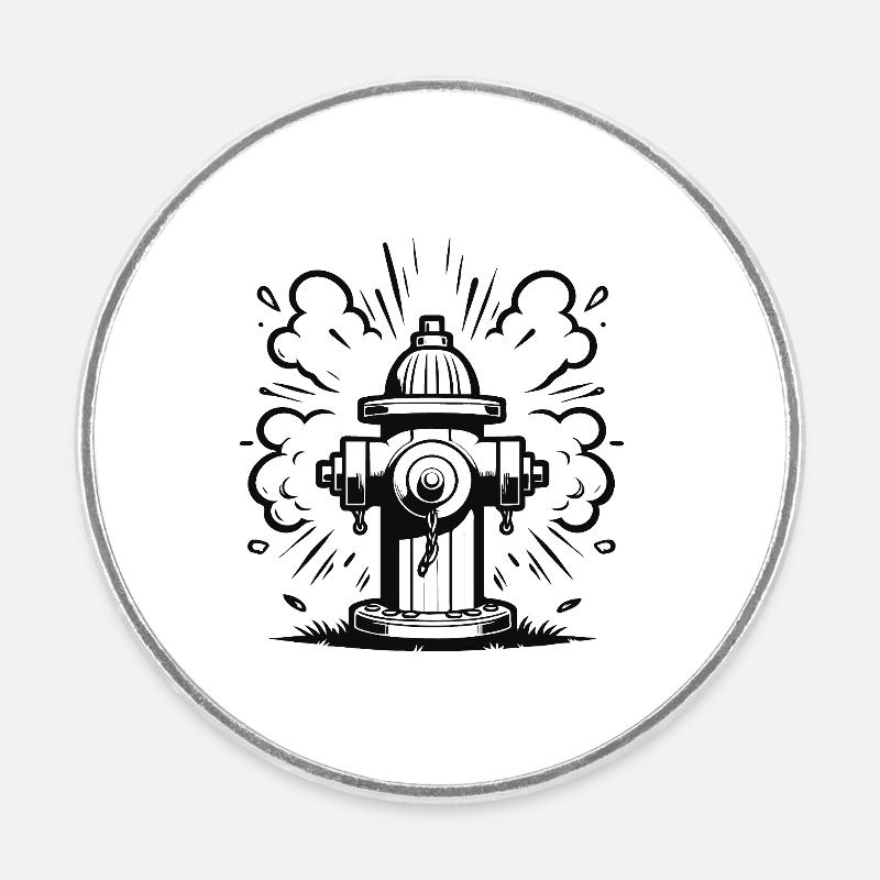 Borne d’incendie rétro - Conception classique de la bouche d’incendie - Magnet rond - blanc