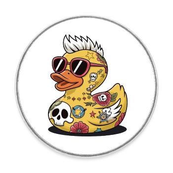 Duck Rubber Duck Punk Heavy Metal Animal Bird - Round  fridge magnet - white - Front