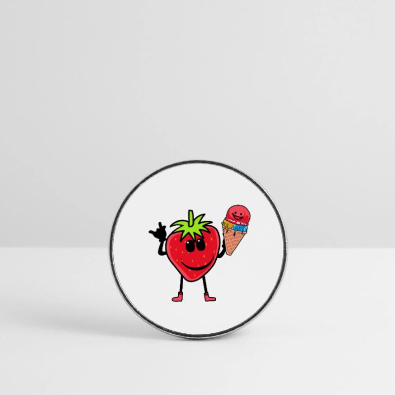 Erdbeerer Erdbeere Eis Eiscrem Eiskrem Kinder Runder Kühlschrankmagnet