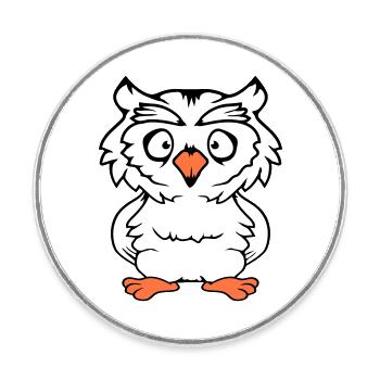 hibou oiseau aigle hibou hibou nuit oiseau effraie des granges chouette bande dessinée - Magnet rond - blanc - Devant