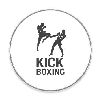 Kickboxing Fight Silhouette - Magnet rond - blanc - Devant