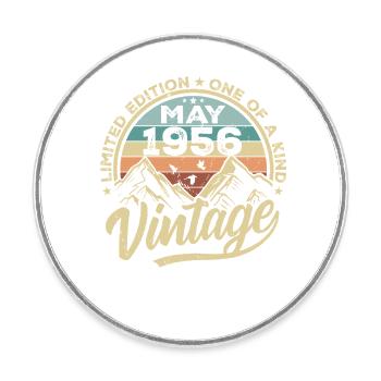 Birthday Vintage May 1956 original May 1956 - Round  fridge magnet - white - Front