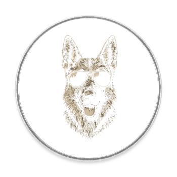 Deutscher Schäferhund Sonnenbrille Coole Illustration - Runder Kühlschrankmagnet - Weiß - Vorne
