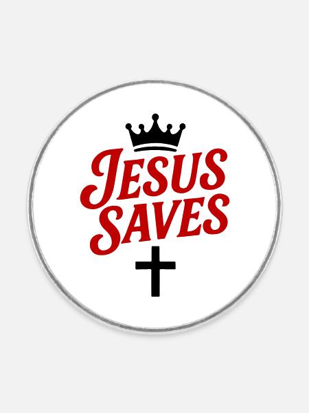Jesus Rettet Kreuz - Runder Kühlschrankmagnet - Weiß