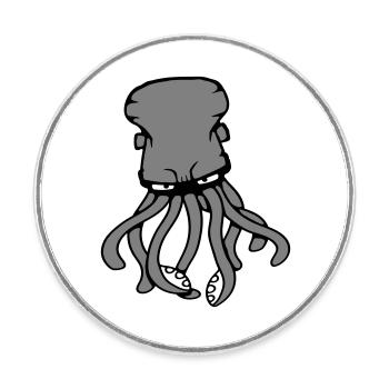 Oktopus Kraken Tintenfisch Kopffüßer Riesenkalmar - Runder Kühlschrankmagnet - Weiß - Vorne