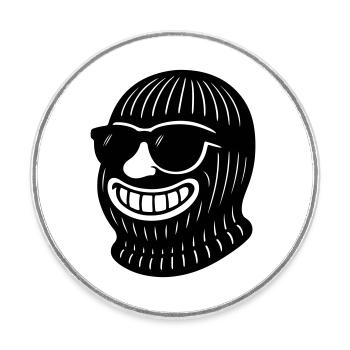 Bandit Gangster Ski Mask - Round  fridge magnet - white - Front