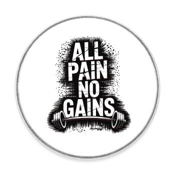 Chemise de fitness – motif All Pain No Gains - Magnet rond - blanc - Devant