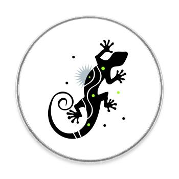Stilisierter Gecko im klaren Vektorstil - Runder Kühlschrankmagnet - Weiß - Vorne