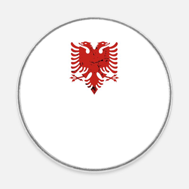 Aigle albanais « Drapeau albanais » - Magnet rond - blanc