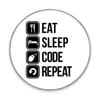 eat sleep code - Magnet rond - blanc - Devant