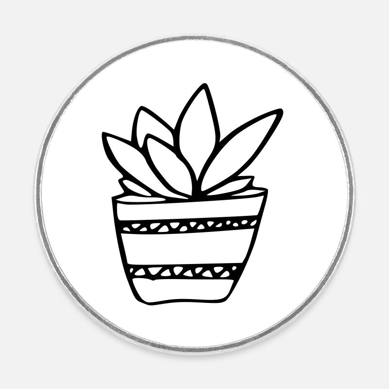 Plant - Round  fridge magnet - white