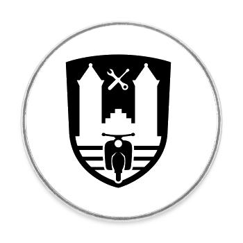 Mopedsport Wappen / Logo / Emblem - Runder Kühlschrankmagnet - Weiß - Vorne