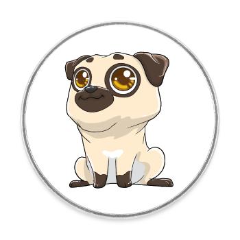 Cute pug with big eyes - Round  fridge magnet - white - Front