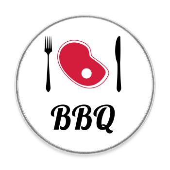 BBQ - Barbecue - Grill - Round  fridge magnet - white - Front