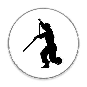 Sanchaku 3 Stück Nunchaku Kung Fu - Runder Kühlschrankmagnet - Weiß - Vorne