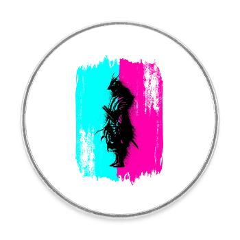 Samurai Silhouette Japan Krieger Schwarz Kunst - Runder Kühlschrankmagnet - Weiß - Vorne
