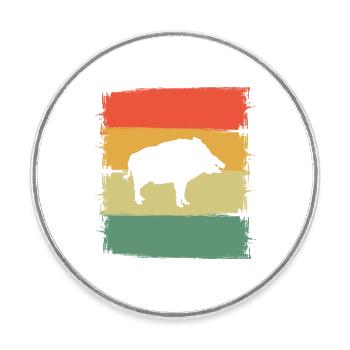Wild boar - Round  fridge magnet - white - Front