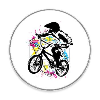 Bmx Racing Retro Bunt - Bmx Fahrrad - Bmx Bike - Runder Kühlschrankmagnet - Weiß - Vorne
