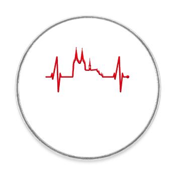 Cologne Skyline Heartbeat Rouge Blanc Kölsch Cologne - Magnet rond - blanc - Devant