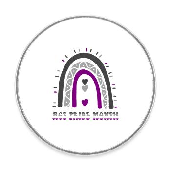 Happy Ace Pride Mois Asexuel Boho Rainbow - Magnet rond - blanc - Devant