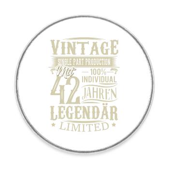 42. Geburtstag Vintage Legendär - Runder Kühlschrankmagnet - Weiß - Vorne