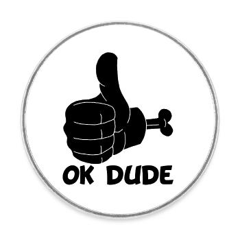 Ok man! (black) - Round  fridge magnet - white - Front