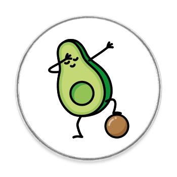 Dabbing Avocado Fußball Fußballspieler Keto Diët - Runder Kühlschrankmagnet - Weiß - Vorne