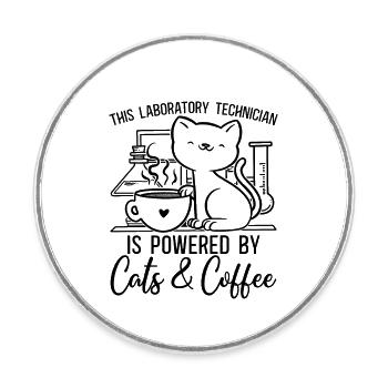 Laboratory Technician Cat Profession Coffee Gift Idea - Round  fridge magnet - white - Front