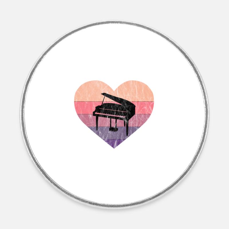 J’adore mon piano à queue - Magnet rond - blanc