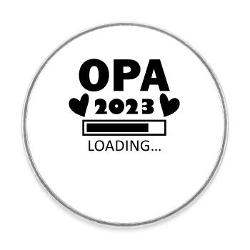 Opa loading 2023 - Opa werden - Bald Opa - Runder Kühlschrankmagnet - Weiß - Vorne