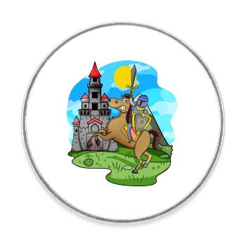 Ritter Pferd Burg für Kinder - Runder Kühlschrankmagnet - Weiß - Vorne