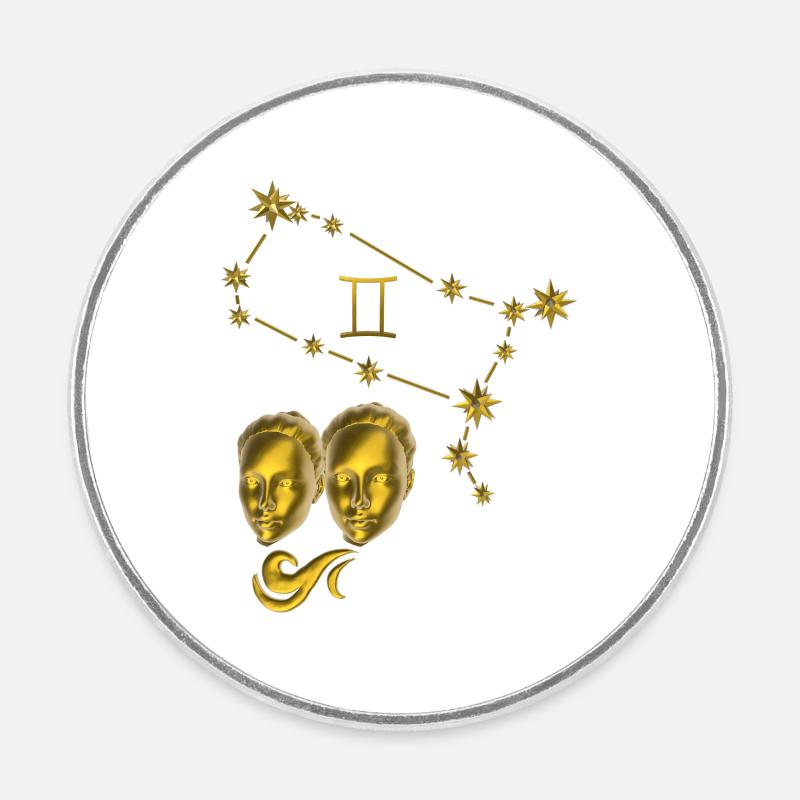 Sternzeichen Zwillinge 3D, gold - Runder Kühlschrankmagnet - Weiß