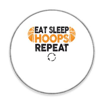 Manger des cerceaux de sommeil Répéter le basketball - Magnet rond - blanc - Devant