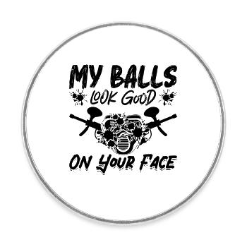 My Balls Look Paintball Splatter Paintball Player - Round  fridge magnet - white - Front
