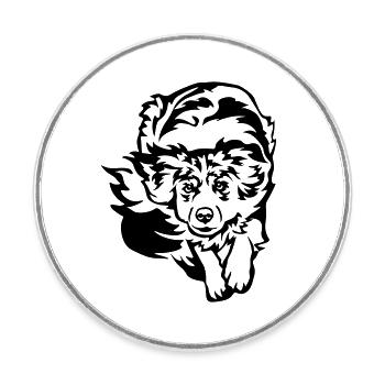 Berger australien - Magnet rond - blanc - Devant